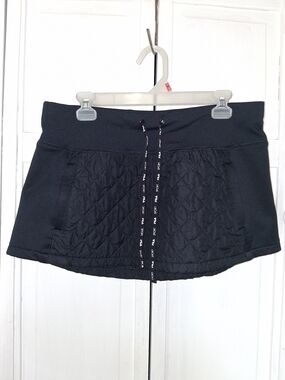 Fila Black Quilted Mini Skirt with Drawstring